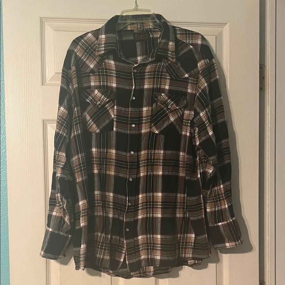 Plains Western Wear Plaid Button Shirt. Size 2XL. New/no wear.